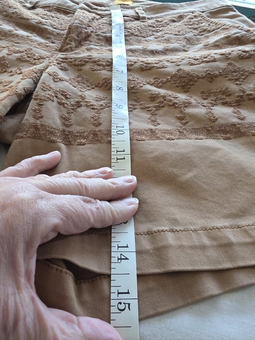 Pilcro and the Letterpress Embroidered Brown/Tan Cotton Shorts Size 28' - Picture 12 of 14